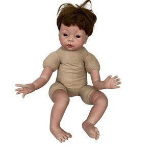 Reborn Realistic Baby Doll With Brown Hair & Soft Vinyl Limbs 20"